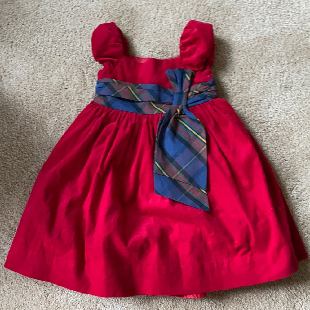 Ralph Lauren Red Dress with Tartan Sash